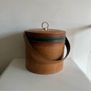 Vintage MCM Signed Georges Briard Brown Faux Leather Ice Bucket